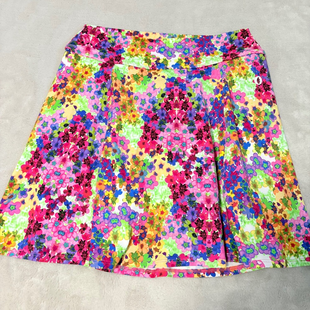 Dona‎ Jo Floral Athletic Skort Large Pickleball Tennis Skirt